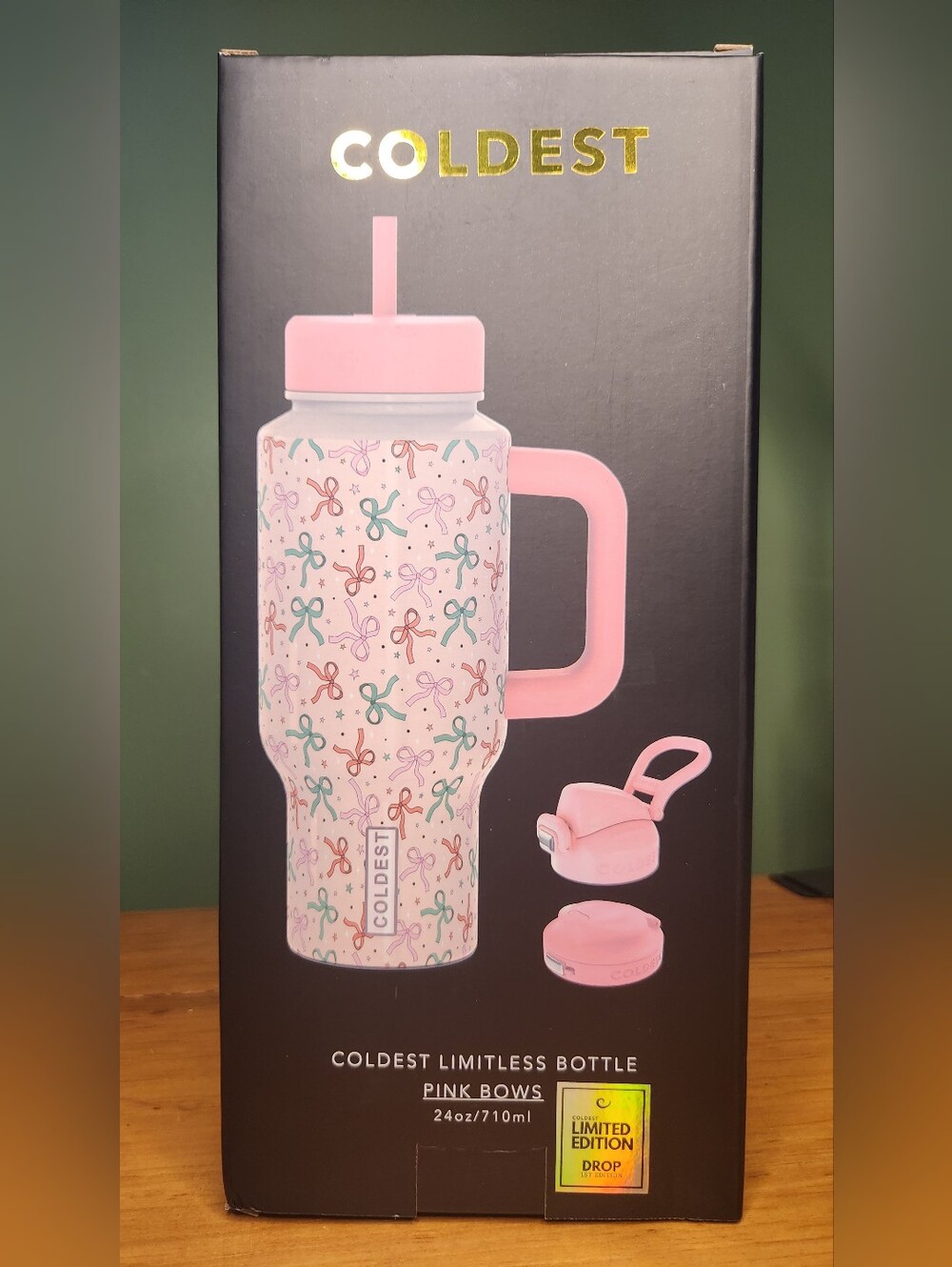 Coldest Limitless Bottle Limited Edition Pink Bows Design, 24 Oz